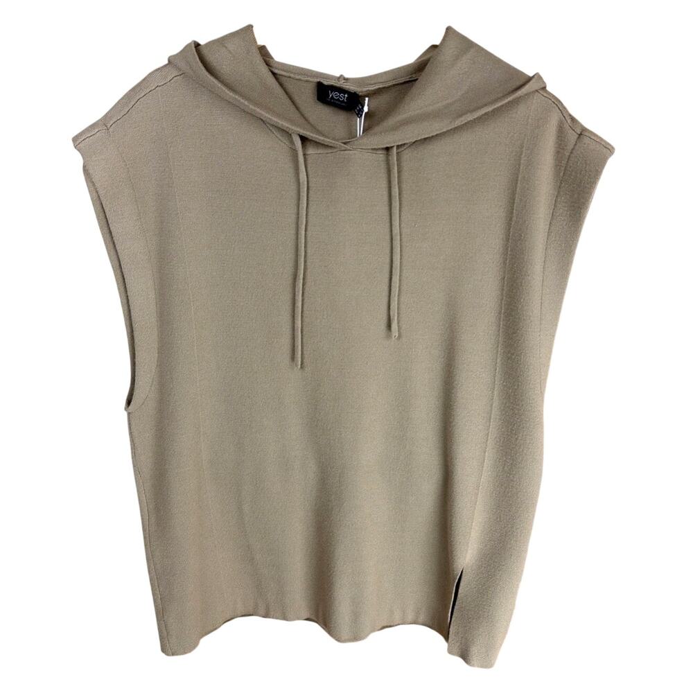 NWT Yest Giselle Beige Viscose Blend Hooded Sleeveless High Low Top Size 8